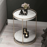 2 Tiered with Gold End Faux Marble Side Table - Decor Smart