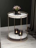 2 Tiered with Gold End Faux Marble Side Table - Decor Smart