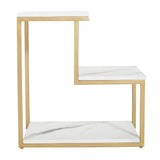 3 - Tier Modern Side Table with Storage Shelf with Golden Metal Finish - Decor Smart