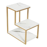 3 - Tier Modern Side Table with Storage Shelf with Golden Metal Finish - Decor Smart