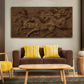 3D Seven Horses Running Premium Wall Painting - Decor Smart