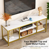 5 - Tier Rectangle White Marble Gold Entryway Console Table - Decor Smart