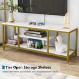 5 - Tier Rectangle White Marble Gold Entryway Console Table - Decor Smart
