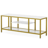 5 - Tier Rectangle White Marble Gold Entryway Console Table - Decor Smart