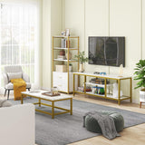 5 - Tier Rectangle White Marble Gold Entryway Console Table - Decor Smart