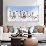 7 Running White Horses in The Sea Premium Acrylic Floating Wall Painting - Decor Smart