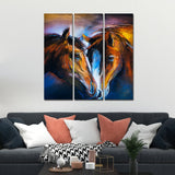 A Couple of Horses Canvas Wall Painting of 3 Pieces - Decor Smart