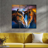 A Couple of Horses Canvas Wall Painting of 3 Pieces - Decor Smart