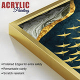 A Flock of Golden Birds Acrylic Floating Wall Painting Set of 2 - Decor Smart