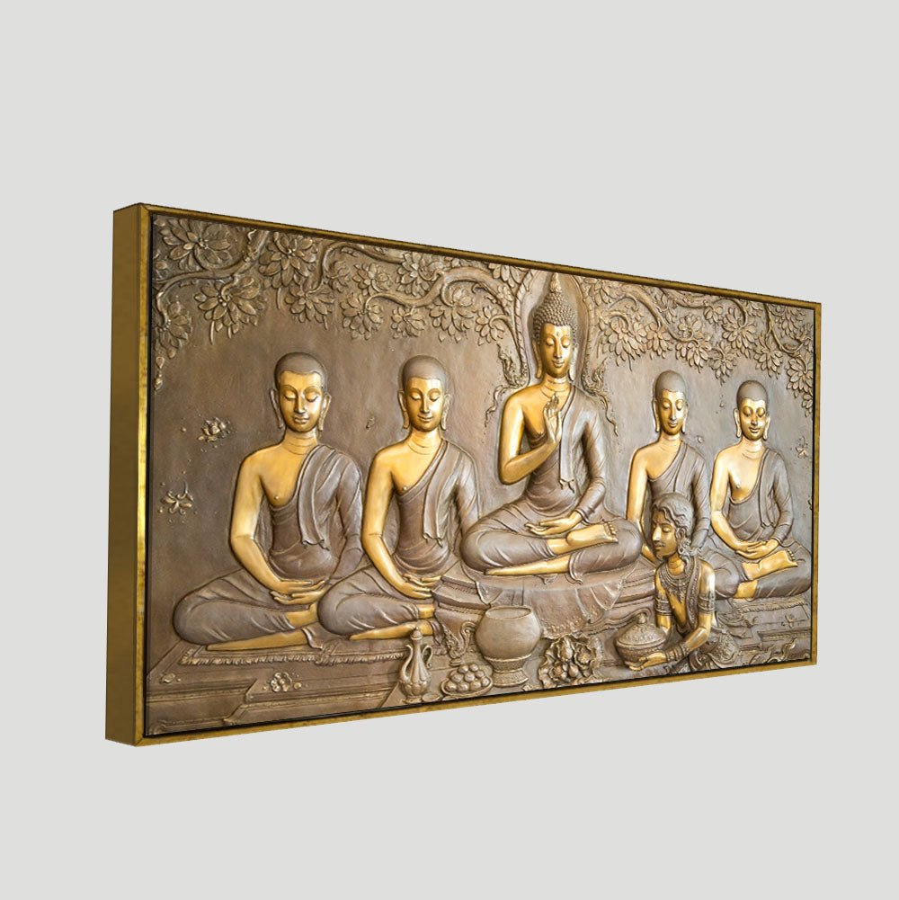 A Premium Golden Buddha Spiritual Canvas Wall Painting - Decor Smart