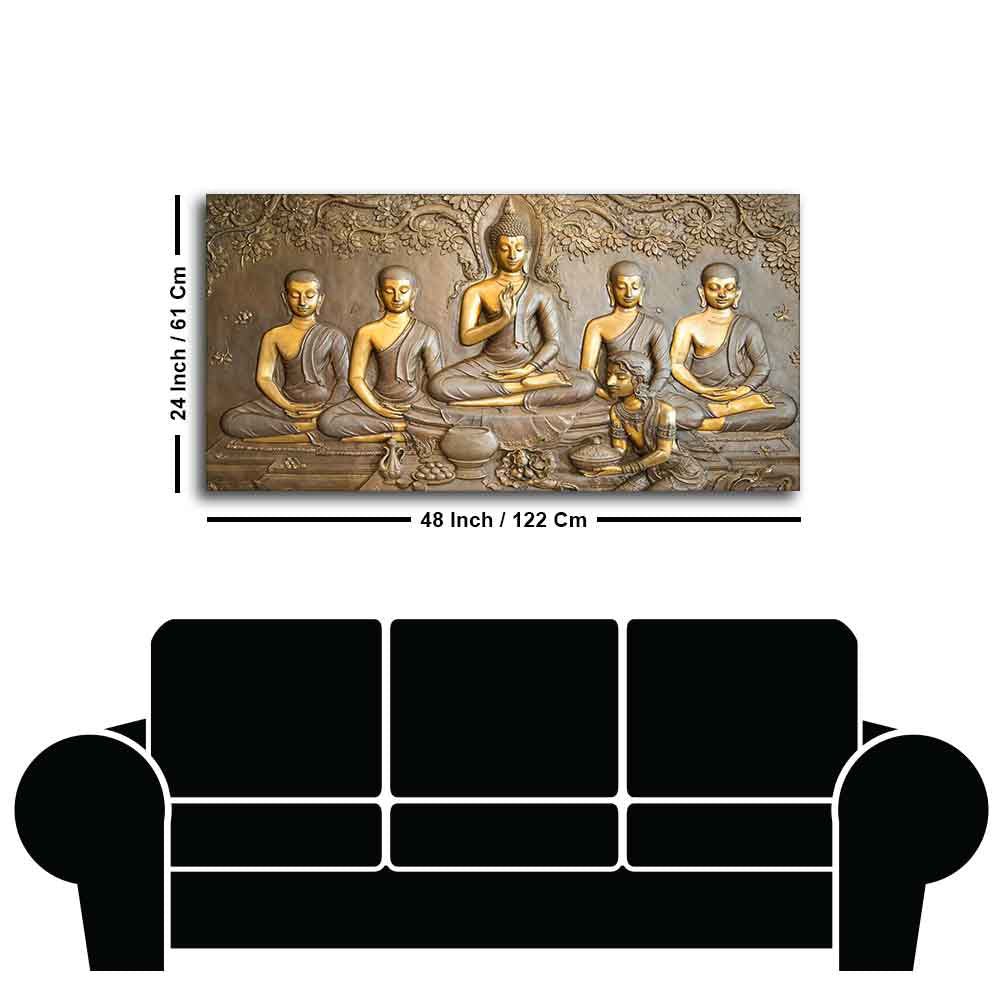 A Premium Golden Buddha Spiritual Canvas Wall Painting - Decor Smart