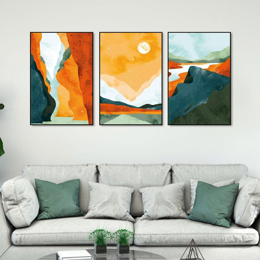 Abstract Art Landscape Floating Canvas Wall Painting Set of Three - Decor Smart
