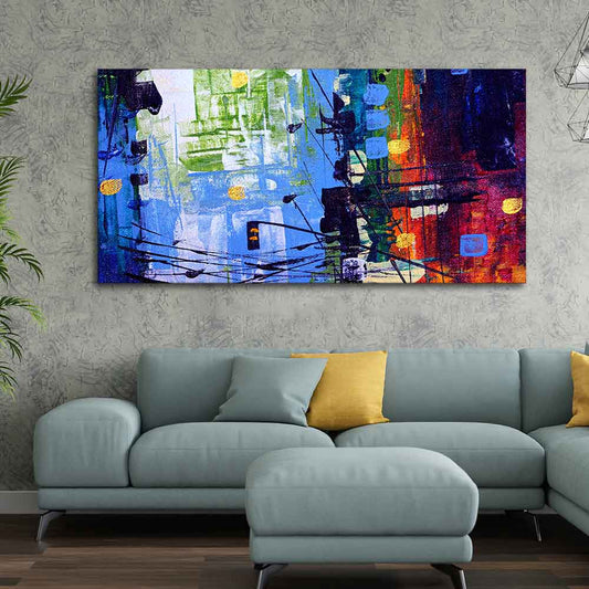 Abstract Art Premium Canvas Wall Painting of Cityscape - Decor Smart