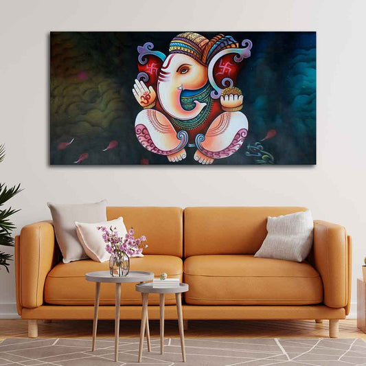 Abstract Art Shri Ganesha Canvas Wall Painting - Decor Smart