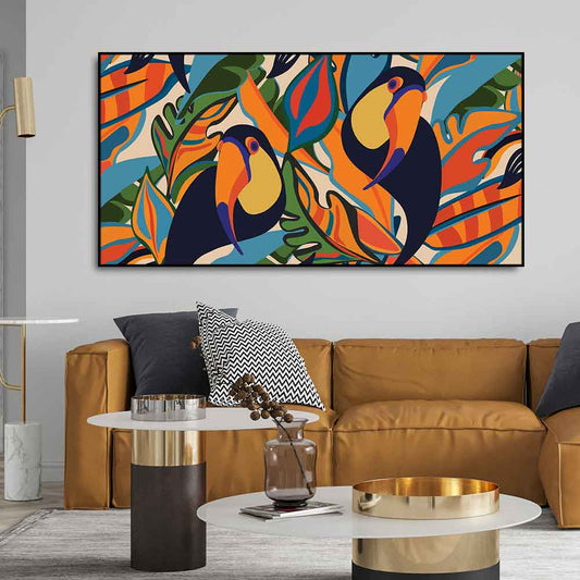 Abstract Art Toucans Wall Painting - Decor Smart