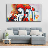 Abstract Art Wall Painting of Radha Krishna - Decor Smart