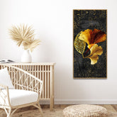 Abstract Black Gold Ginkgo Leaf Canvas Wall Painting - Decor Smart