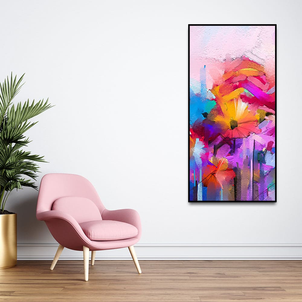 Abstract Colorful Acrylic Painting of Flowers - Decor Smart