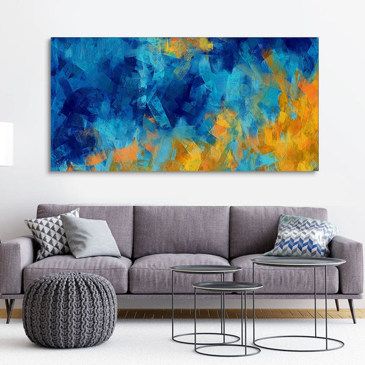 Abstract Colorful Blue Textured Design Art Canvas Wall Painting - Decor Smart