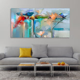 Abstract Colorful Canary Bird with Flowers Canvas Wall Painting - Decor Smart