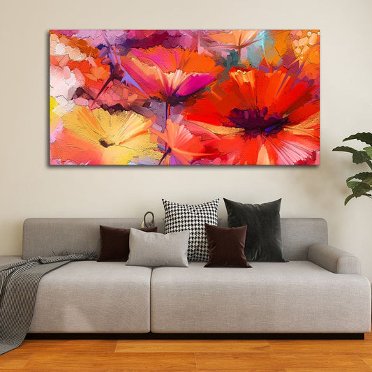 Abstract Colorful Composition of Vibrant Spring Floral Canvas Wall Painting - Decor Smart