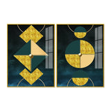 Abstract Geometry Shapes Art Acrylic Floating Wall Painting Set Of 2 - Decor Smart
