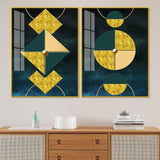 Abstract Geometry Shapes Art Acrylic Floating Wall Painting Set Of 2 - Decor Smart