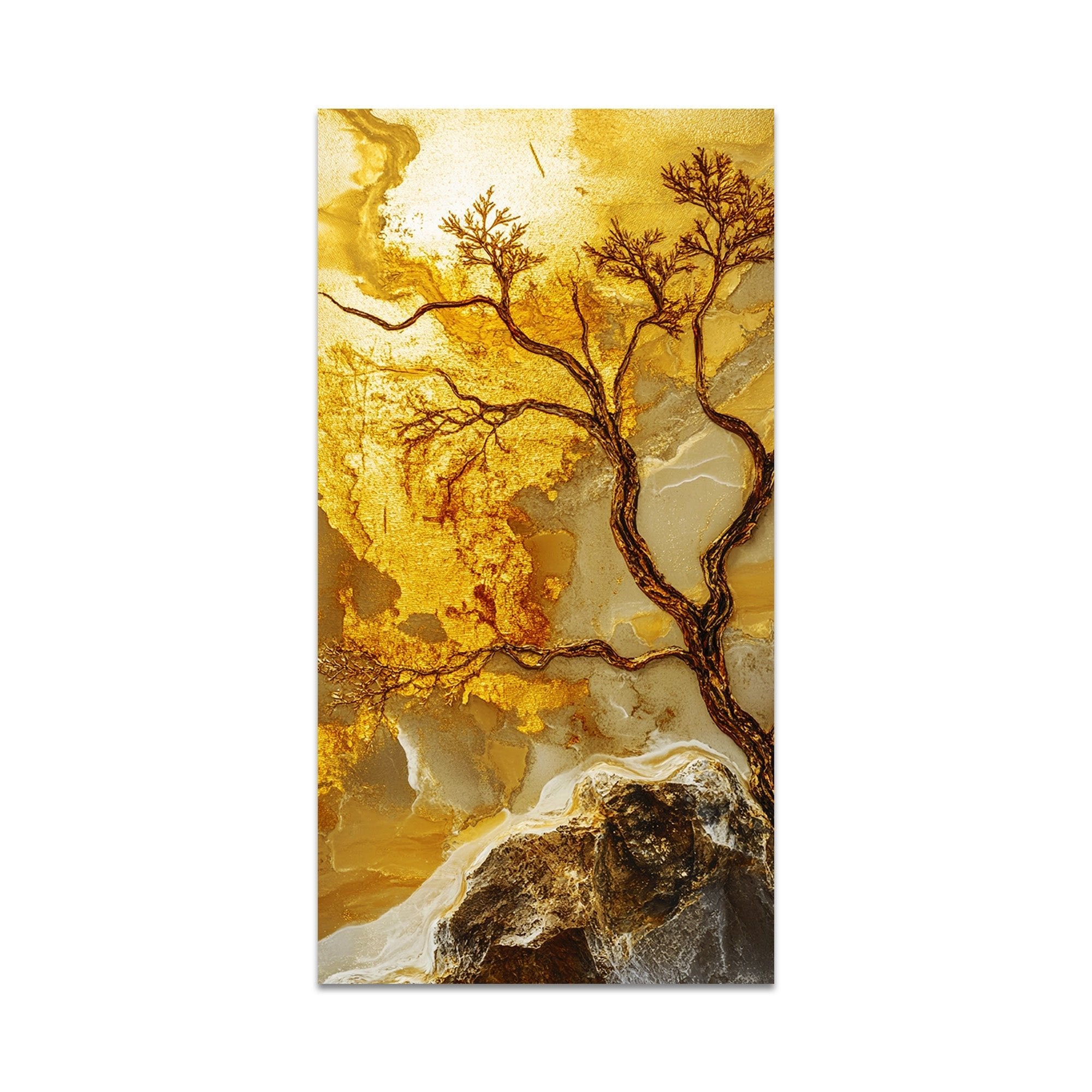 Abstract Golden Artistic Tree Art Canvas Wall Painting - Decor Smart