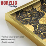 Abstract Golden Shapes Art Acrylic Floating Wall Painting Set Of 2 - Decor Smart