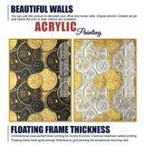 Abstract Golden Shapes Art Acrylic Floating Wall Painting Set Of 2 - Decor Smart