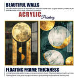 Abstract Golden Textured Shape Art Acrylic Floating Wall Painting Set Of 2 - Decor Smart