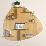 Abstract Shape Backlit Designer Wooden Wall Shelf / Book Shelf / Night Light, Light Oak Finish - Decor Smart