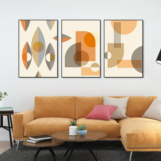 Abstract Shapes Floating Canvas Wall Painting Set of Three - Decor Smart