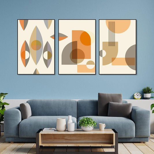 Abstract Shapes Floating Canvas Wall Painting Set of Three - Decor Smart