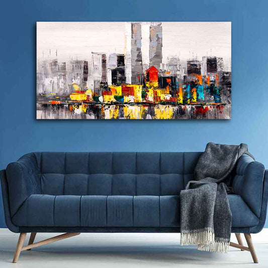 Abstract Wall Painting of A New York City Skyline - Decor Smart