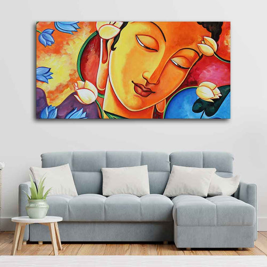 Abstract Wall Painting of Lord Spiritual Buddha - Decor Smart