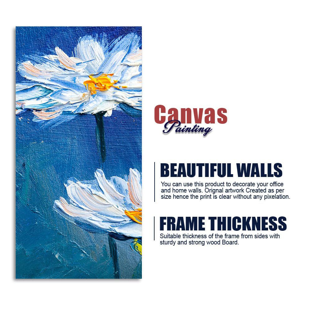 Acrylic Painting of White Flower Premium Canvas Wall Painting - Decor Smart