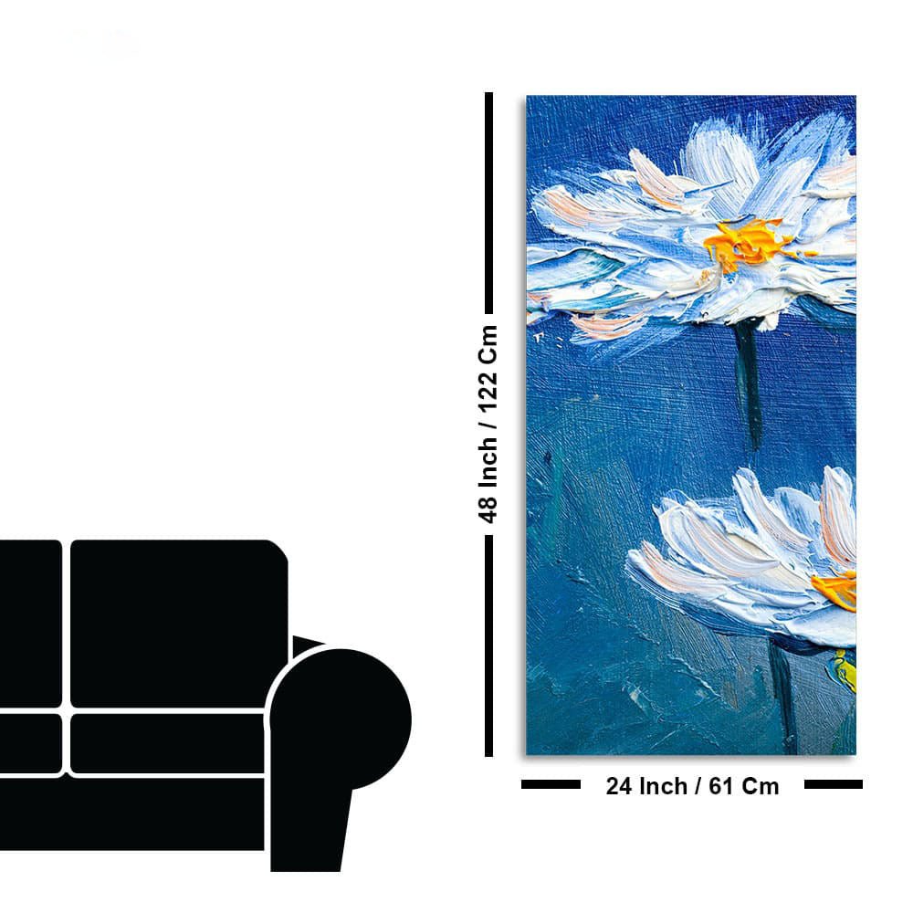 Acrylic Painting of White Flower Premium Canvas Wall Painting - Decor Smart
