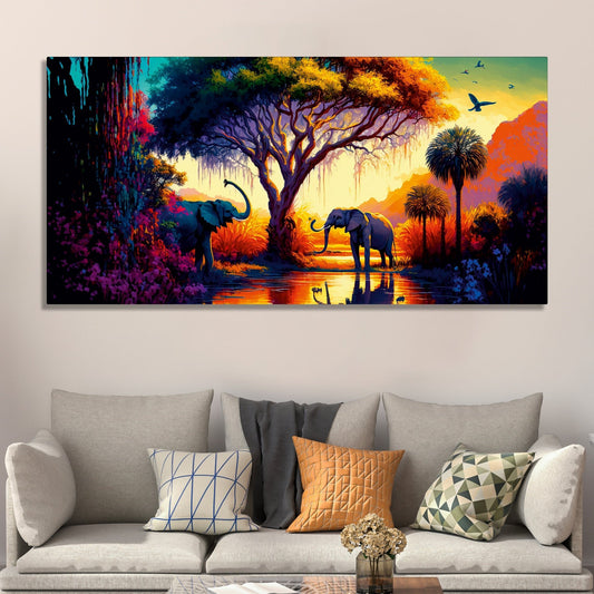 African Tropical Jungle View Canvas Wall Painting – Wild Elegance by Decor Smart