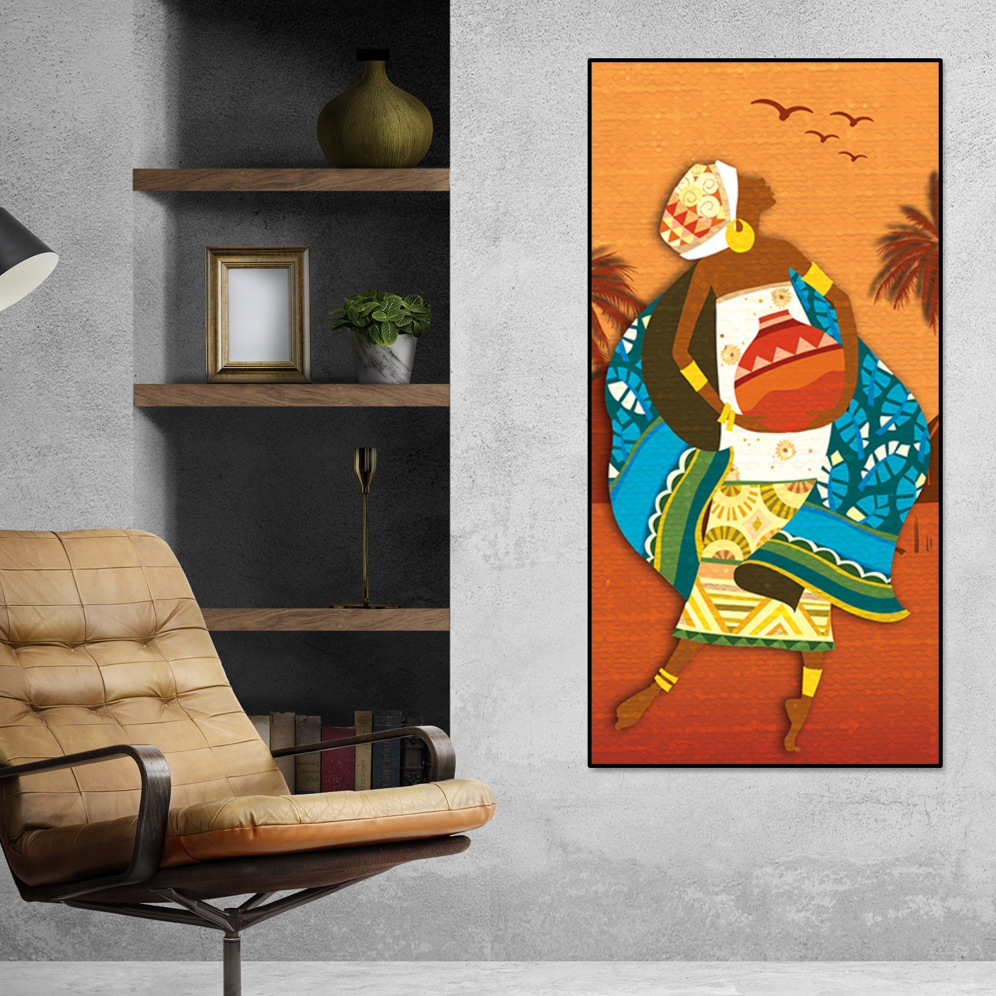 African Warli Abstract Art Canvas Wall Painting - Decor Smart