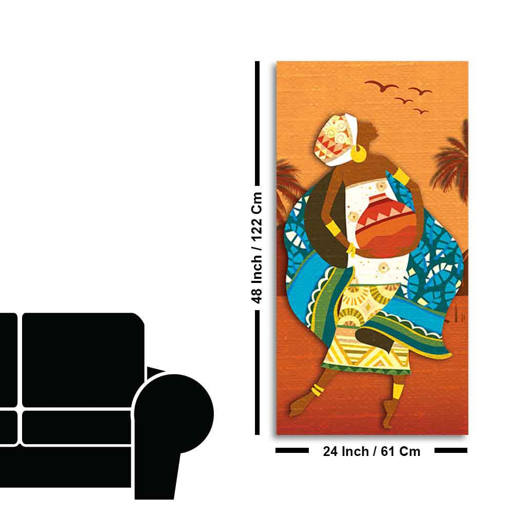 African Warli Abstract Art Canvas Wall Painting - Decor Smart