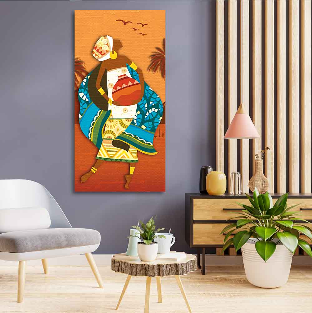 African Warli Abstract Art Canvas Wall Painting - Decor Smart