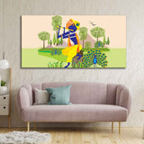 Animated Little Krishna With Flute Canvas Wall Painting - Decor Smart