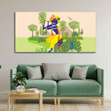Animated Little Krishna With Flute Canvas Wall Painting - Decor Smart