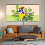Animated Little Krishna With Flute Canvas Wall Painting - Decor Smart