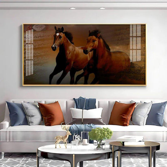 Arabic Horses Premium Acrylic Floating Wall Painting - Decor Smart