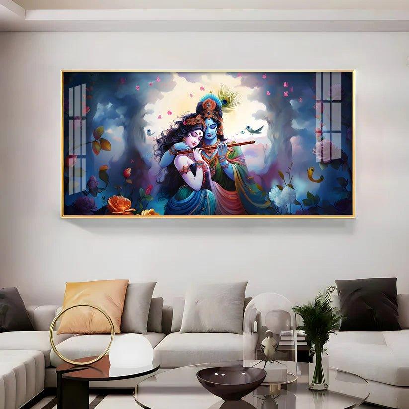 Astounding Love Of Radha Krishna Premium Acrylic Floating Wall Painting - Decor Smart