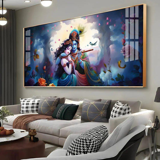 Astounding Love Of Radha Krishna Premium Acrylic Floating Wall Painting - Decor Smart