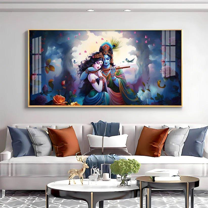 Astounding Love Of Radha Krishna Premium Acrylic Floating Wall Painting - Decor Smart