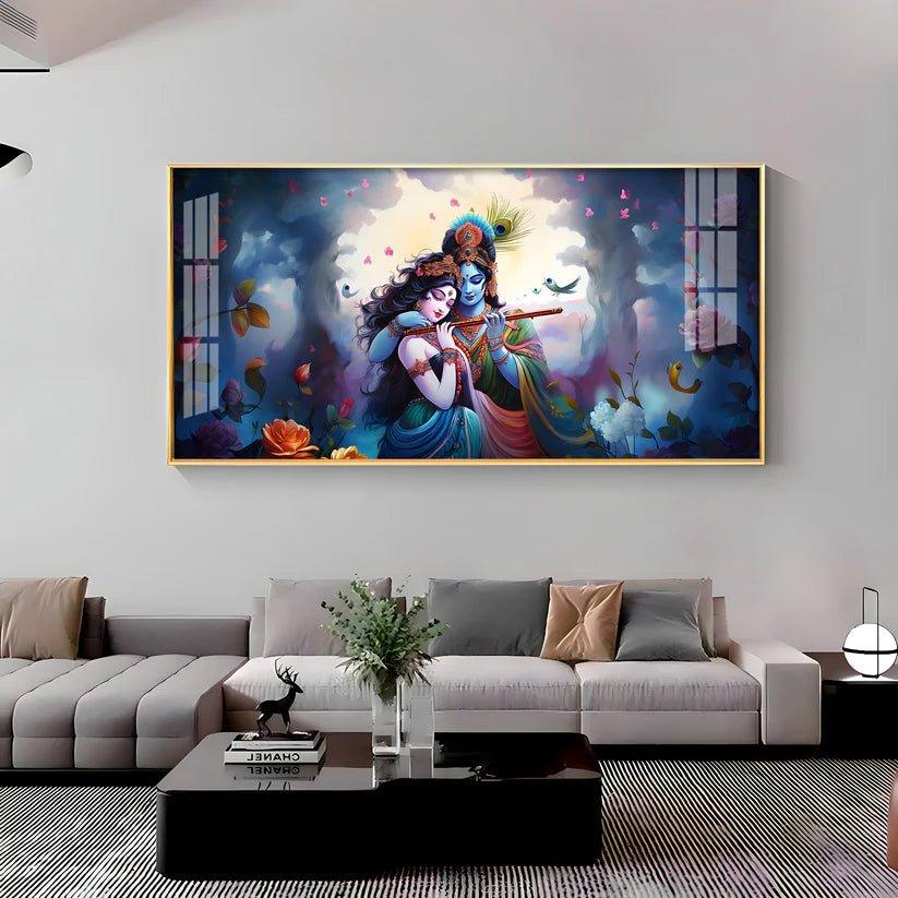 Astounding Love Of Radha Krishna Premium Acrylic Floating Wall Painting - Decor Smart